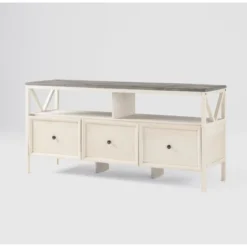 Farmhouse 3 Drawer Wood TV Stand For TVs Up To 65" - Saracina Home -Living Room Furniture Store GUEST 0072dd60 ce7c 4443 ae39 8934a2c1febb