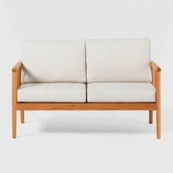 Saracina Home Modern Boho Eucalyptus Spindle Outdoor Bench With Cushions -Living Room Furniture Store GUEST 014d5d36 2aa9 45c1 b889 0f7a16cdea5e