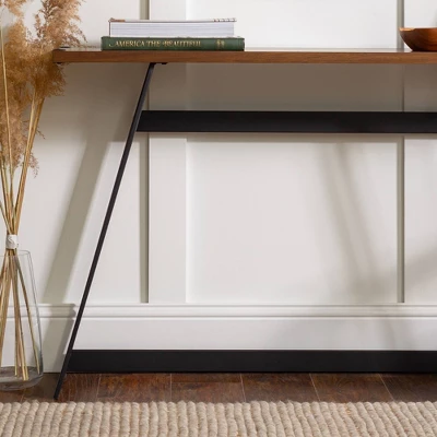 Urban Industrial Entry Table With Wood And Metal Dark Walnut - Saracina Home 8 Urban Industrial Entry Table With Wood And Metal Dark Walnut - Saracina Home - Image 8