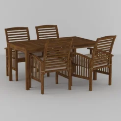 Ravenscroft 5pc Acacia Wood Patio Dining Set - Saracina Home -Living Room Furniture Store GUEST 028c1196 6ecf 4eba abd0 4b737ae0168a