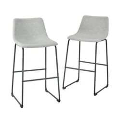 Set Of 2 Laslo Modern Upholstered Faux Leather Barstools - Saracina Home -Living Room Furniture Store GUEST 035b128c 0bd7 45e2 a578 021ee2bbfd35