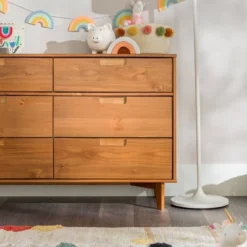 Mid-Century Modern Groove Wood 6 Drawer Dresser - Saracina Home -Living Room Furniture Store GUEST 04d23956 eefc 461e adbc 47cd243dd32b