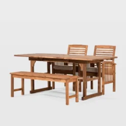 Ravenscroft 4pc Extendable Acacia Wood Outdoor Dining Set - Saracina Home -Living Room Furniture Store GUEST 05ab73f4 1340 427a b6c1 e995012a08c6
