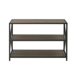 25.62" X Frame Metal And Wood Media Bookshelf - Saracina Home -Living Room Furniture Store GUEST 065c78e4 6b9d 4b4f 9b9d dca91f9fd7a7