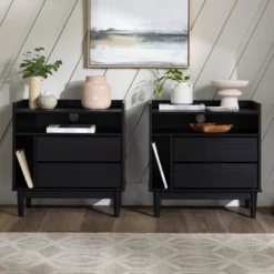 2pk Mid-Century Modern Solid Wood 2 Drawer Storage Nightstands - Saracina Home -Living Room Furniture Store GUEST 081e1c93 fb83 4111 87a0 db5e67515069