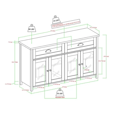 Millia Transitional Farmhouse 4 Door Sideboard With Glass Panels - Saracina Home 8 Millia Transitional Farmhouse 4 Door Sideboard With Glass Panels - Saracina Home - Image 8