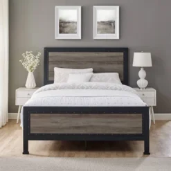 Queen Industrial Wood And Metal Bed - Saracina Home -Living Room Furniture Store GUEST 0aaa159b 9726 4847 a2ca 81faa2db453f