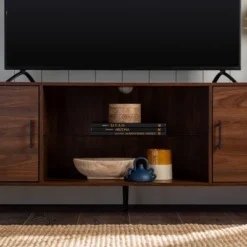 2 Door Mid-Century Modern Wood Storage TV Stand For TVs Up To 80" - Saracina Home -Living Room Furniture Store GUEST 0c083b88 b4b8 4267 89b0 b99f64195a36
