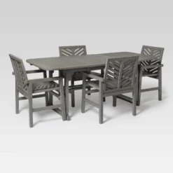 5pc Slatted Extendable Acacia Wood Patio Dining Set - Saracina Home -Living Room Furniture Store GUEST 1180b99e 29f9 4ec7 9106 c492deb0dc52