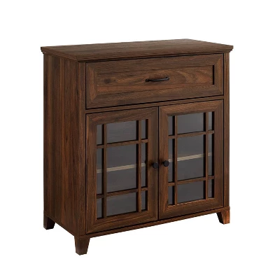 Transitional 2 Door Window Pane Accent Cabinet Dark Walnut - Saracina Home 3 Transitional 2 Door Window Pane Accent Cabinet Dark Walnut - Saracina Home - Image 3