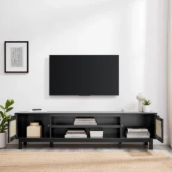 Modern Boho Storage TV Stand For TVs Up To 80" With Rattan Doors - Saracina Home -Living Room Furniture Store GUEST 12221a0d 7b20 4e5c 80e3 fe64e592ec0c