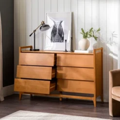 Mid-Century Modern Solid Wood Paneled 6 Drawer Dresser - Saracina Home 17 Mid-Century Modern Solid Wood Paneled 6 Drawer Dresser - Saracina Home -Living Room Furniture Store GUEST 1258b2a1 b9f1 4253 9c9b f034f7b370c0