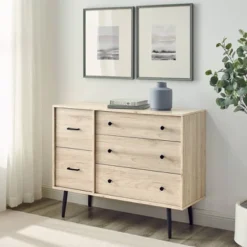 Ivora Lifted Mid-Century Modern Asymmetrical 5 Drawer Dresser - Saracina Home -Living Room Furniture Store GUEST 154cda8c 847f 4e08 ac83 0e9e73f1fe39