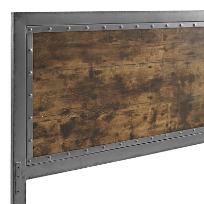 Queen Urban Industrial Wood And Metal Panel Headboard Brown - Saracina Home 4 Queen Urban Industrial Wood And Metal Panel Headboard Brown - Saracina Home - Image 4