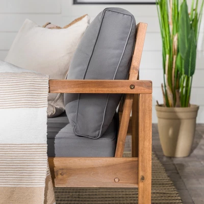 Galia Square Leg Acacia Wood Patio Loveseat With Cushions - Brown - Saracina Home 13 Galia Square Leg Acacia Wood Patio Loveseat With Cushions - Brown - Saracina Home - Image 13