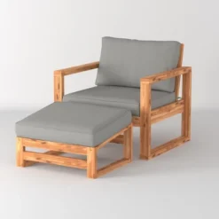 Galia 2pc Square Leg Acacia Wood Chair And Ottoman With Cushions - Brown - Saracina Home 21 Galia 2pc Square Leg Acacia Wood Chair And Ottoman With Cushions - Brown - Saracina Home -Living Room Furniture Store GUEST 166ad4fe 8b58 4635 b854 caa776581feb