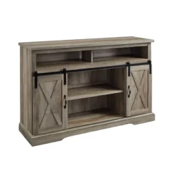 Transitional Sliding Barndoor Highboy TV Stand For TVs Up To 58" - Saracina Home -Living Room Furniture Store GUEST 18d26976 2f57 4c04 a287 c8a5544778c9
