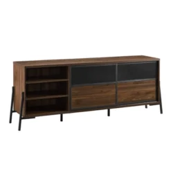 Modern Industrial Metal Mesh Sliding Door TV Stand For TVs Up To 80" Dark Walnut - Saracina Home -Living Room Furniture Store GUEST 19576ed8 6a11 4615 a839 c8528b30ba26