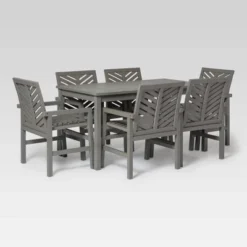 7pc Slatted Chevron Acacia Patio Dining Set - Saracina Home -Living Room Furniture Store GUEST 1d49e516 b23d 4ee6 a1e1 e3a2c4f32dfa