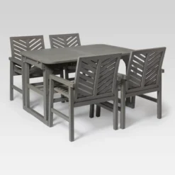 5pc Slatted Extendable Acacia Wood Patio Dining Set - Saracina Home -Living Room Furniture Store GUEST 1eb62831 b93a 4eb8 ba69 955190a8982d