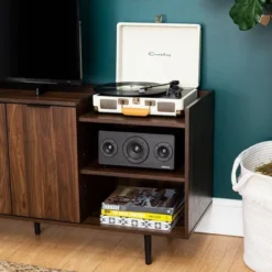 Rockwell Modern Storage TV Stand For TVs Up To 43" Brown - Saracina Home -Living Room Furniture Store GUEST 1ec14ba5 44fc 47a9 b688 d123f57c5c73