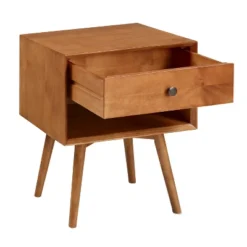 Greenberg 1 Drawer Mid-Century Modern Solid Wood Nightstand - Saracina Home -Living Room Furniture Store GUEST 25bb5c69 0a6c 4e3a b08f c7d8cbe3669c