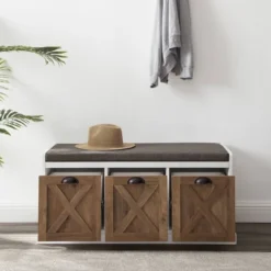 Farmhouse 40" 3 Drawer Storage Bench With Cushion - Saracina Home -Living Room Furniture Store GUEST 25e5f424 f281 4507 b17a 014bdc2a8834