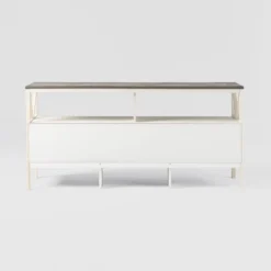 Farmhouse 3 Drawer Wood TV Stand For TVs Up To 65" - Saracina Home -Living Room Furniture Store GUEST 28f76feb 3b1e 4490 93aa fbbe5dcd3f6f