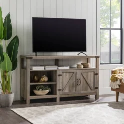 2 Door Farmhouse Highboy TV Stand For TVs Up To 65" Gray Wash - Saracina Home -Living Room Furniture Store GUEST 2a250b14 d131 4a46 9090 6a4711a2044b