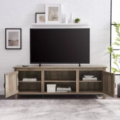 Modern Transitional Wood TV Stand For TVs Up To 80" - Saracina Home -Living Room Furniture Store GUEST 2c3d9757 cfca 4747 a512 cdfc5ac25e32