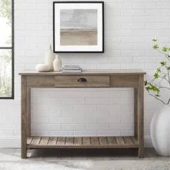 June Rustic Farmhouse Entry Table With Lower Shelf Gray Wash - Saracina Home -Living Room Furniture Store GUEST 2d962bd5 df42 4083 8914 633d4481e956