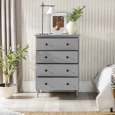 Stiva Classic Mid-Century Modern Vertical 4 Drawer Dresser Gray - Saracina Home 6 Stiva Classic Mid-Century Modern Vertical 4 Drawer Dresser Gray - Saracina Home - Image 6