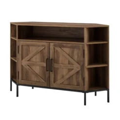 Atticus Modern Farmhouse 2 Door Corner TV Stand For TVs Up To 55" Rustic Oak - Saracina Home -Living Room Furniture Store GUEST 300a699d 8a74 4a70 bb6f e5e5e7c1c7a7