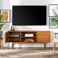 Solid Wood Mid-Century Modern TV Stand For TVs Up To 65" - Saracina Home 24 Solid Wood Mid-Century Modern TV Stand For TVs Up To 65" - Saracina Home -Living Room Furniture Store GUEST 334bf308 b086 4c05 9568 1ae4a156a658