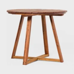 Saracina Home 36" Modern Acacia Slatted Round Outdoor Dining Table -Living Room Furniture Store GUEST 336e6b3c 559d 41f8 bd29 21ecadc36cdd