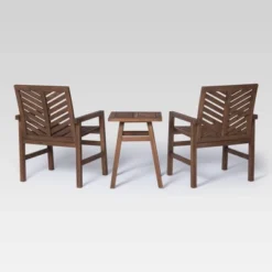 3pc Slatted Chevron Acacia Wood Patio Chat Set - Saracina Home -Living Room Furniture Store GUEST 355c74bb 9ea2 47d2 ba1f 7c182d1522b0