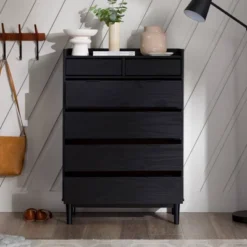 Mid-Century Modern Solid Wood 6 Drawer Vertical Dresser - Saracina Home -Living Room Furniture Store GUEST 364a7e44 403a 4a9d a40c 5d3b328ffdcf