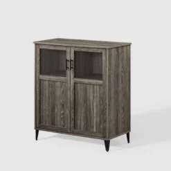 Transitional Glass And Grooved Door Accent Cabinet - Saracina Home -Living Room Furniture Store GUEST 365a0f93 6aae 4ba4 91a6 4b30d7079dd7