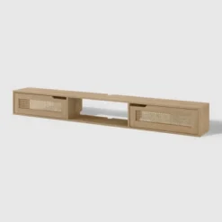 Modern Boho Floating TV Stand For TVs Up To 80" With Rattan Doors Coastal Oak - Saracina Home -Living Room Furniture Store GUEST 3a100323 f49a 4189 ba7b ff83251adcba