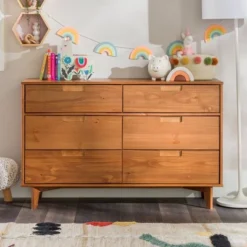 Mid-Century Modern Groove Wood 6 Drawer Dresser - Saracina Home -Living Room Furniture Store GUEST 3d447677 be9f 4732 b071 4ec0db1c971f