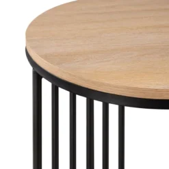Modern Metal Bar Round Side Table Coastal Oak/Black ­ Saracina Home -Living Room Furniture Store GUEST 3ee4bc6b f08d 4c8f 8b79 664373dd3014