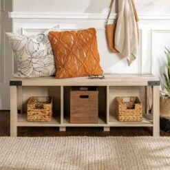 Sophie Rustic Industrial X Frame Entry Bench With 3 Cubbies - Saracina Home -Living Room Furniture Store GUEST 401e9684 1c73 40a1 9a05 003faf880d44