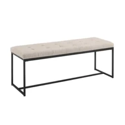 48" Upholstered Bench With Metal Base - Saracina Home -Living Room Furniture Store GUEST 4715651e 2daa 4dcc b022 0a83e715aab2