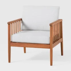 Saracina Home Modern Boho Eucalyptus Outdoor Spindle Arm Chair With Cushions -Living Room Furniture Store GUEST 474a5810 5cd6 4a23 9ec6 e52a3c70fd21