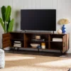 2 Door Mid-Century Modern Wood Storage TV Stand For TVs Up To 80" - Saracina Home
