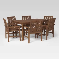 7pc Slatted Chevron Acacia Patio Dining Set - Saracina Home -Living Room Furniture Store GUEST 4871da67 cad9 4005 bad1 36caadb12835