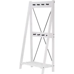 68" Solid Wood X Back Angled Hall Tree White Wash - Saracina Home -Living Room Furniture Store GUEST 4c572cc5 1d32 47d0 acbf cdad19e71526