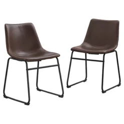Set Of 2 Laslo Modern Upholstered Faux Leather Dining Chairs - Saracina Home -Living Room Furniture Store GUEST 4df149f4 10cd 43f6 ae87 21d2762646ef
