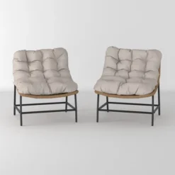 2pk Papasan Scoop Outdoor Patio Chair - Natural - Saracina Home -Living Room Furniture Store GUEST 4f90f799 f729 4ef9 9855 358f0a27be20