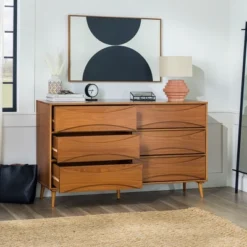 Mid-Century Modern Contoured 6 Drawer Dresser - Saracina Home -Living Room Furniture Store GUEST 4f9f1d1c 1d30 433d abee ec047232182c